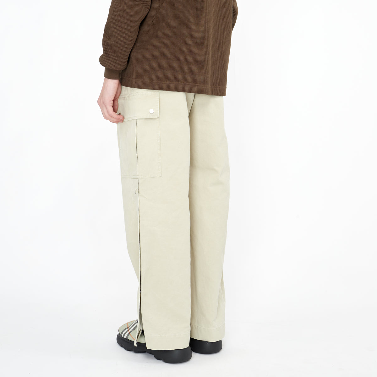 Pantalon Cargo Burberry en Toile de Coton Beige