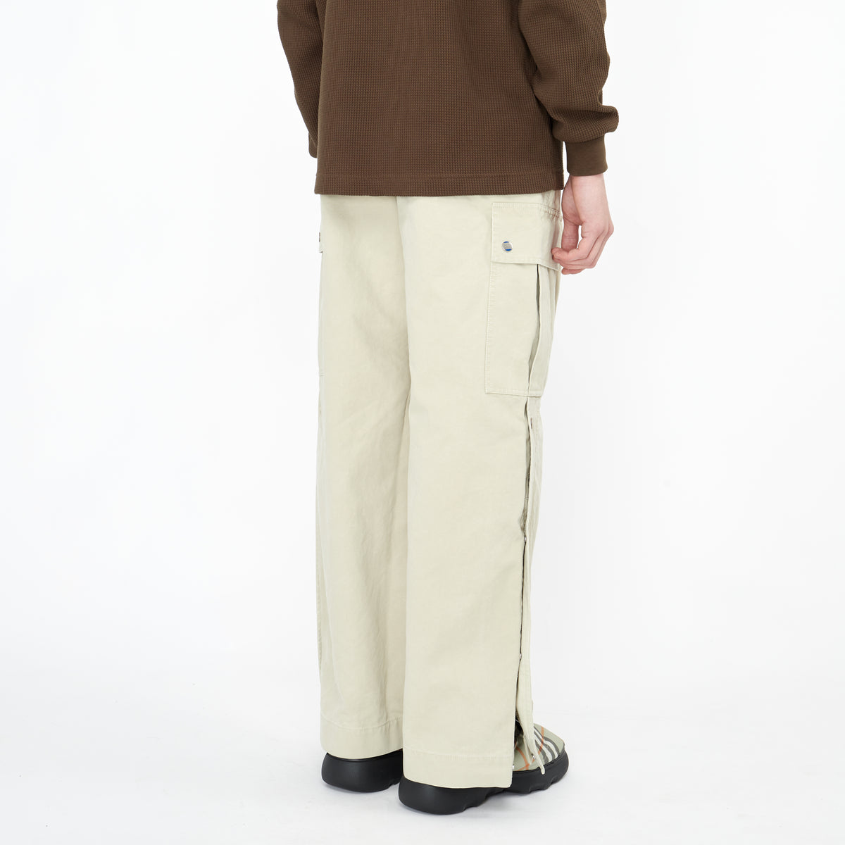 Pantalon Cargo Burberry en Toile de Coton Beige