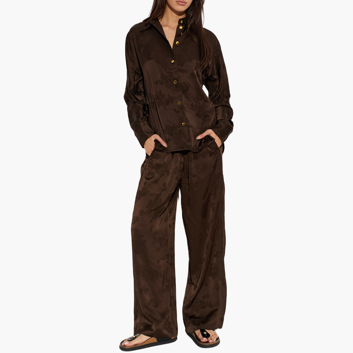 Chemise en Satin Marron