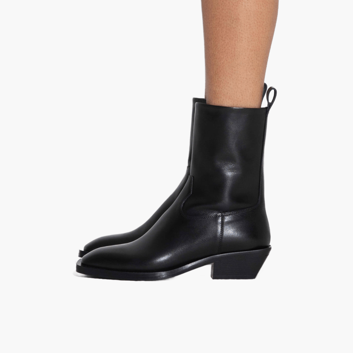 Bottines Cowboy Aeyde Luis Cuir Noir