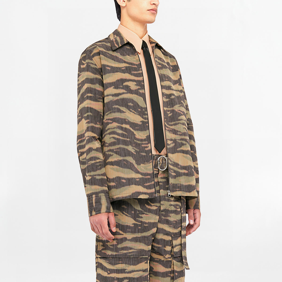 Chemise Jil Sander Imprimée Camouflage Tiger Striped Brown