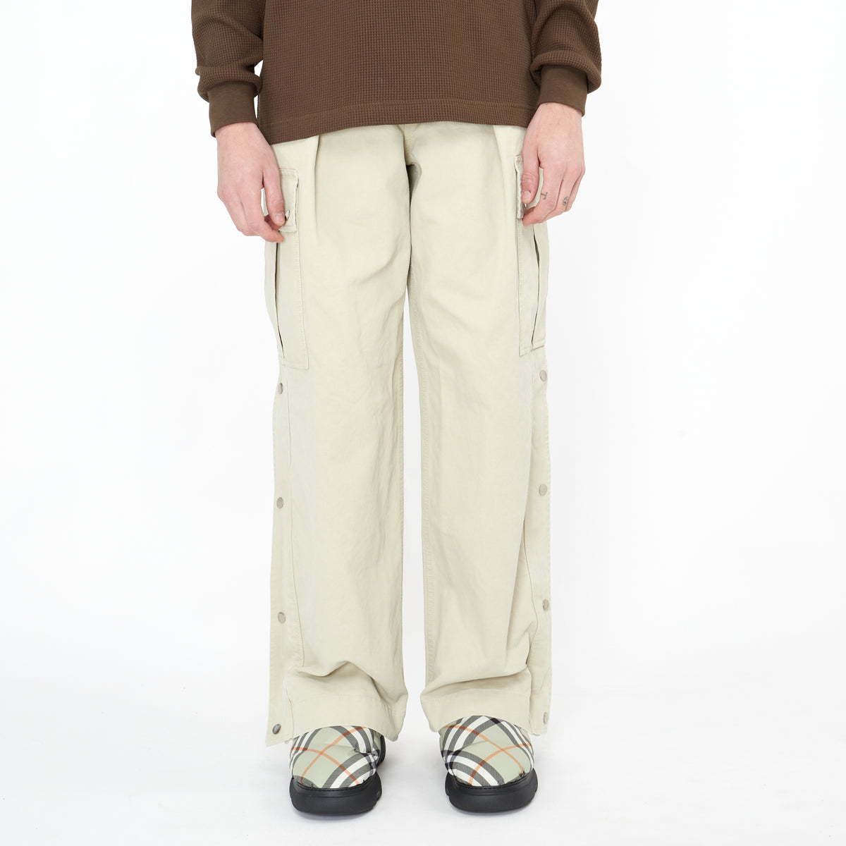 Pantalon Cargo Burberry en Toile de Coton Beige