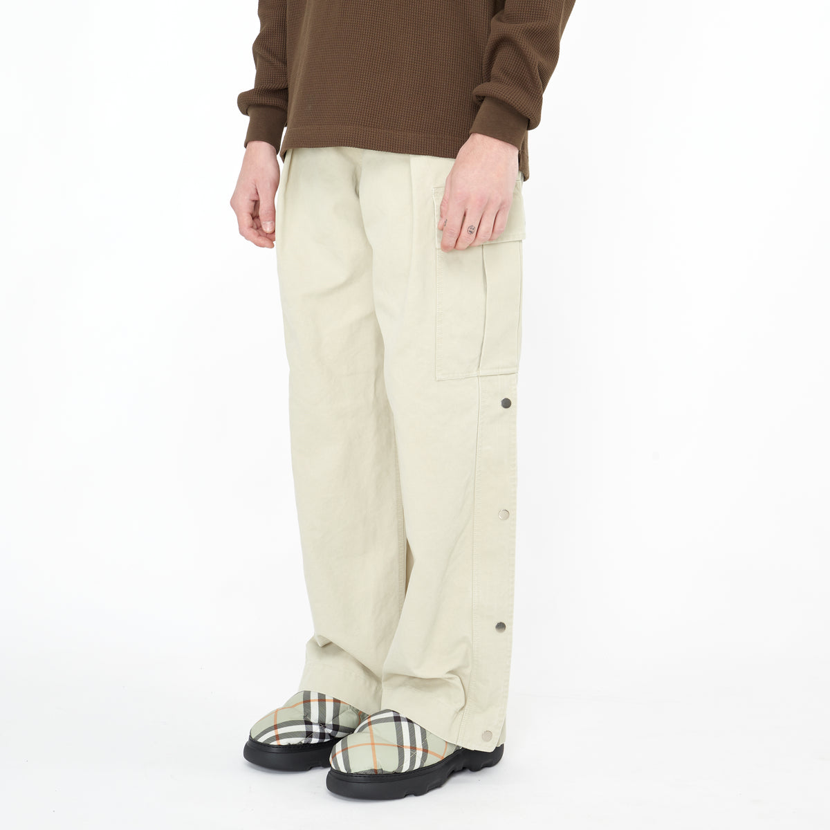 Pantalon Cargo Burberry en Toile de Coton Beige