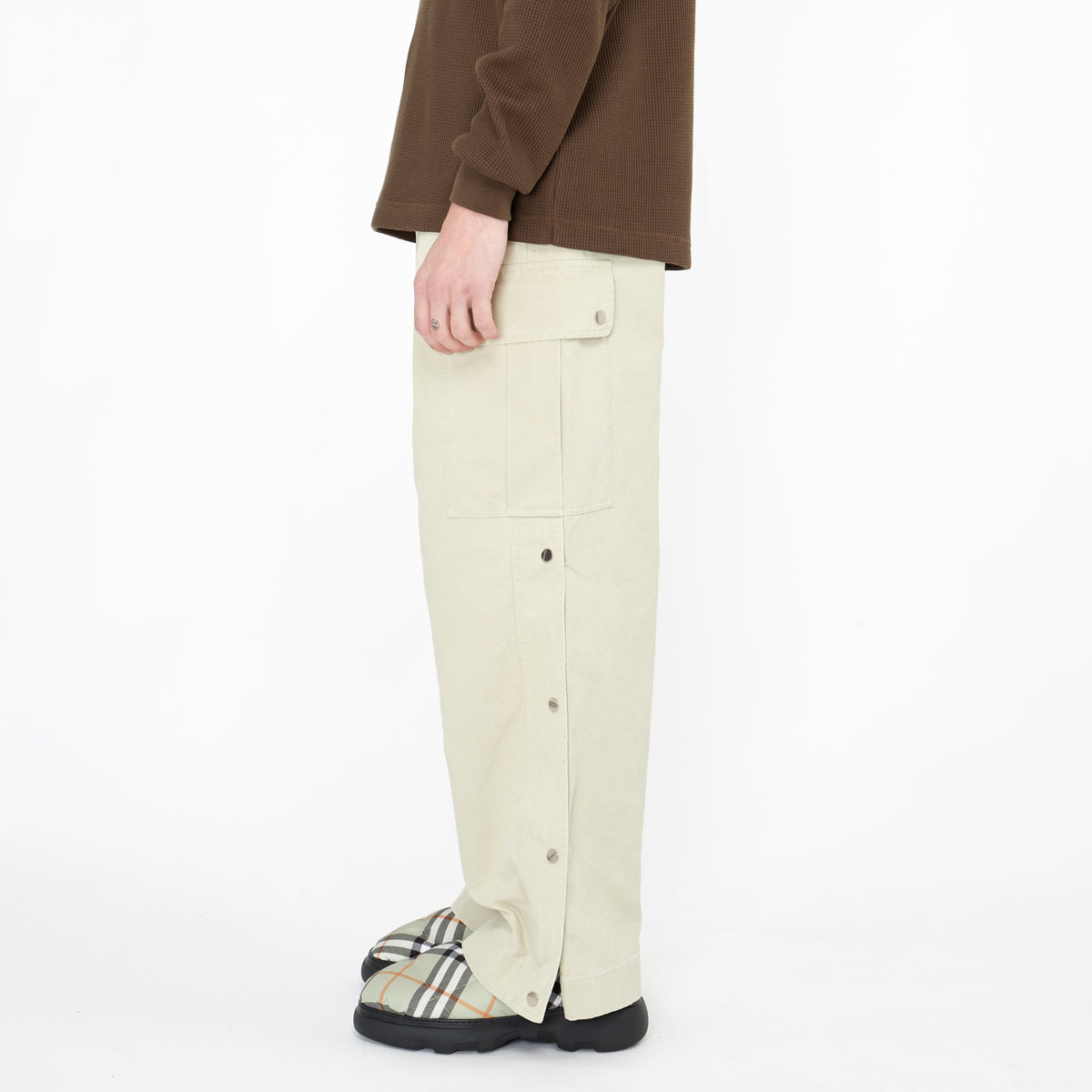 Pantalon Cargo Burberry en Toile de Coton Beige