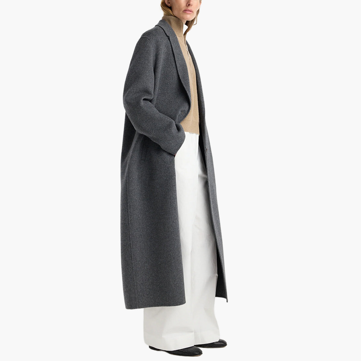 Manteau Double Face Long en Laine