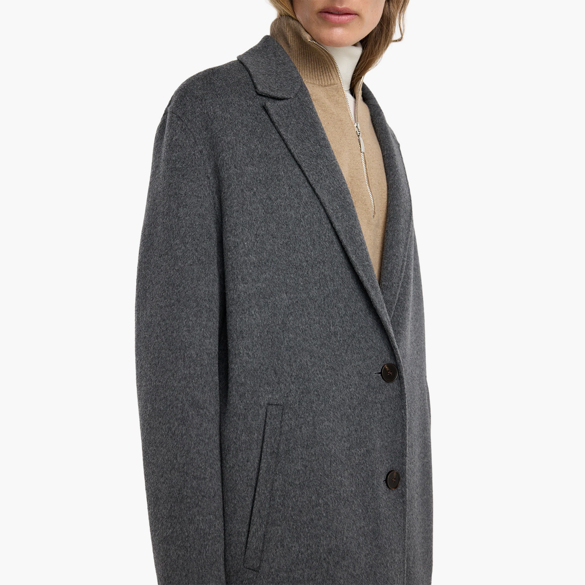 Manteau Double Face Long en Laine