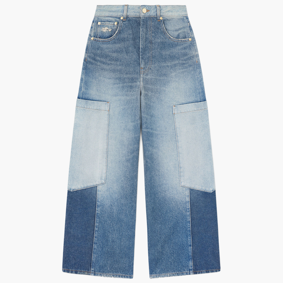 Jean Baggy Large en Denim Patchwork