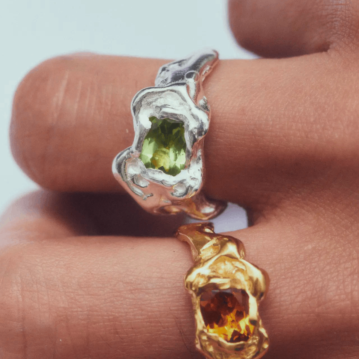 Bague Ola Green Argent Recyclé Simuero