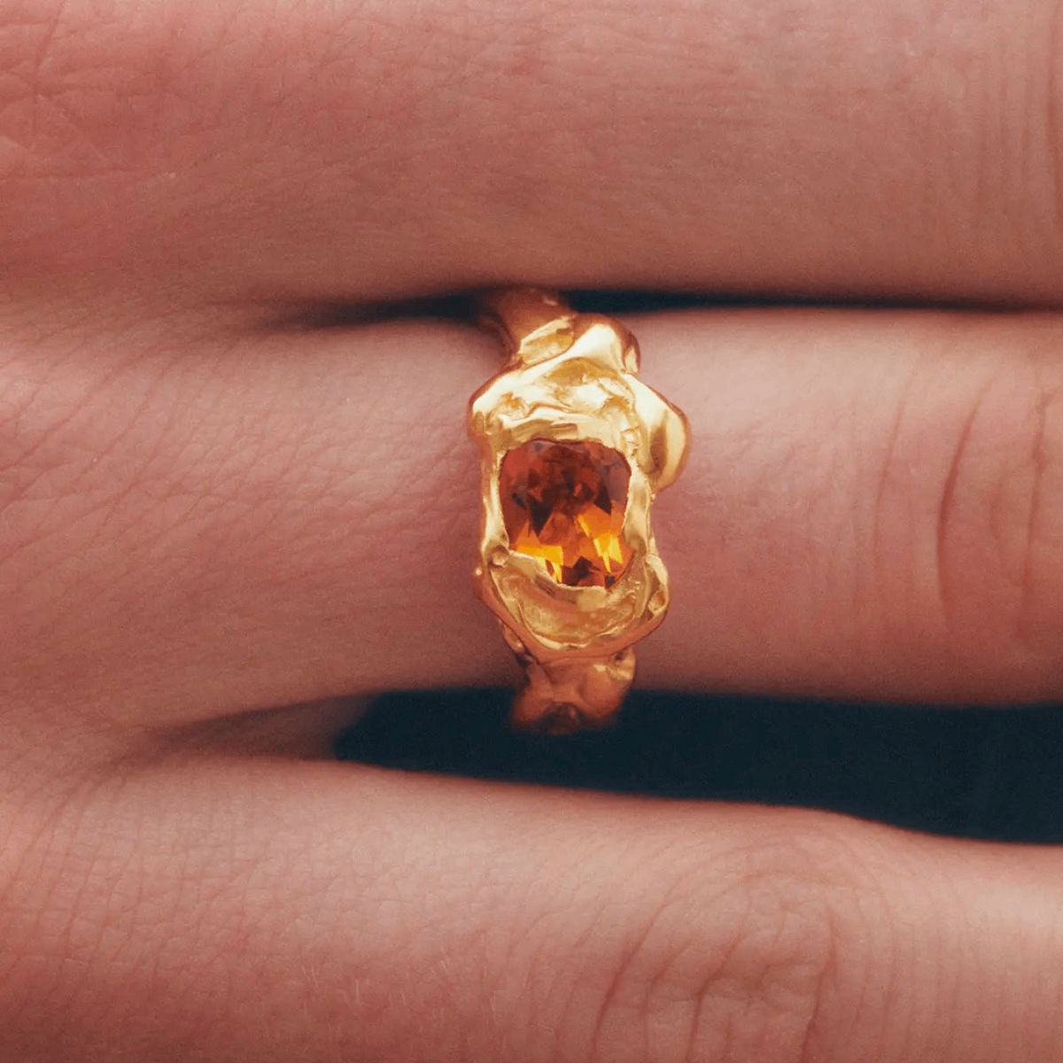 Bague Ola Orange Plaquée Or Simuero
