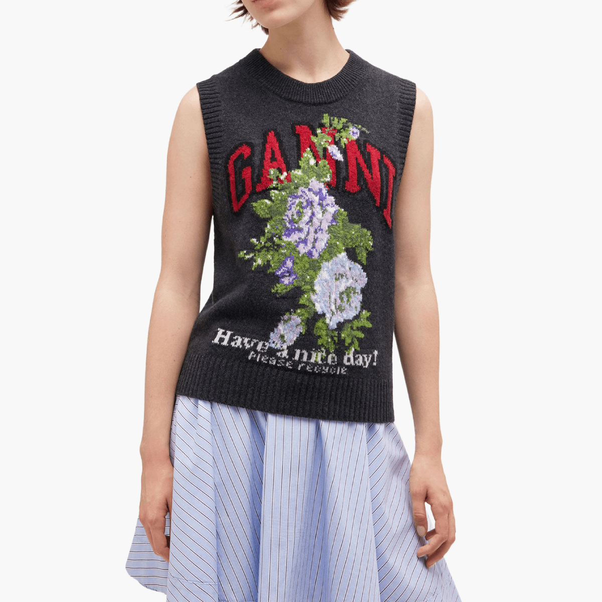 Pull sans manches Ganni Gris Phantom