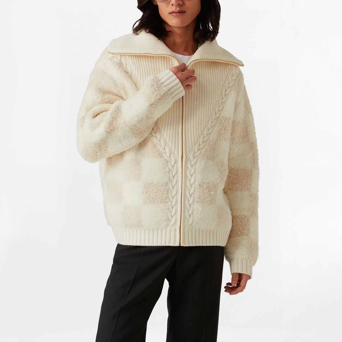 Gilet en maille Casablanca Merino Fleece Jacket Blanc